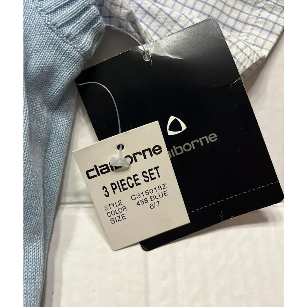 Claiborne Boys Blue Sweater Vest & Button Up Shirt 2-Piece Set Boys 6/7 Easter